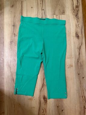 Counterparts Teal Green Capri Pants with Silver Grommet Detail